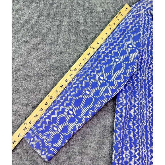 Roaman’s Button Front Blouse 1X Blue White Abstract Print Long Sleeve Plus Size - Picture 5 of 8